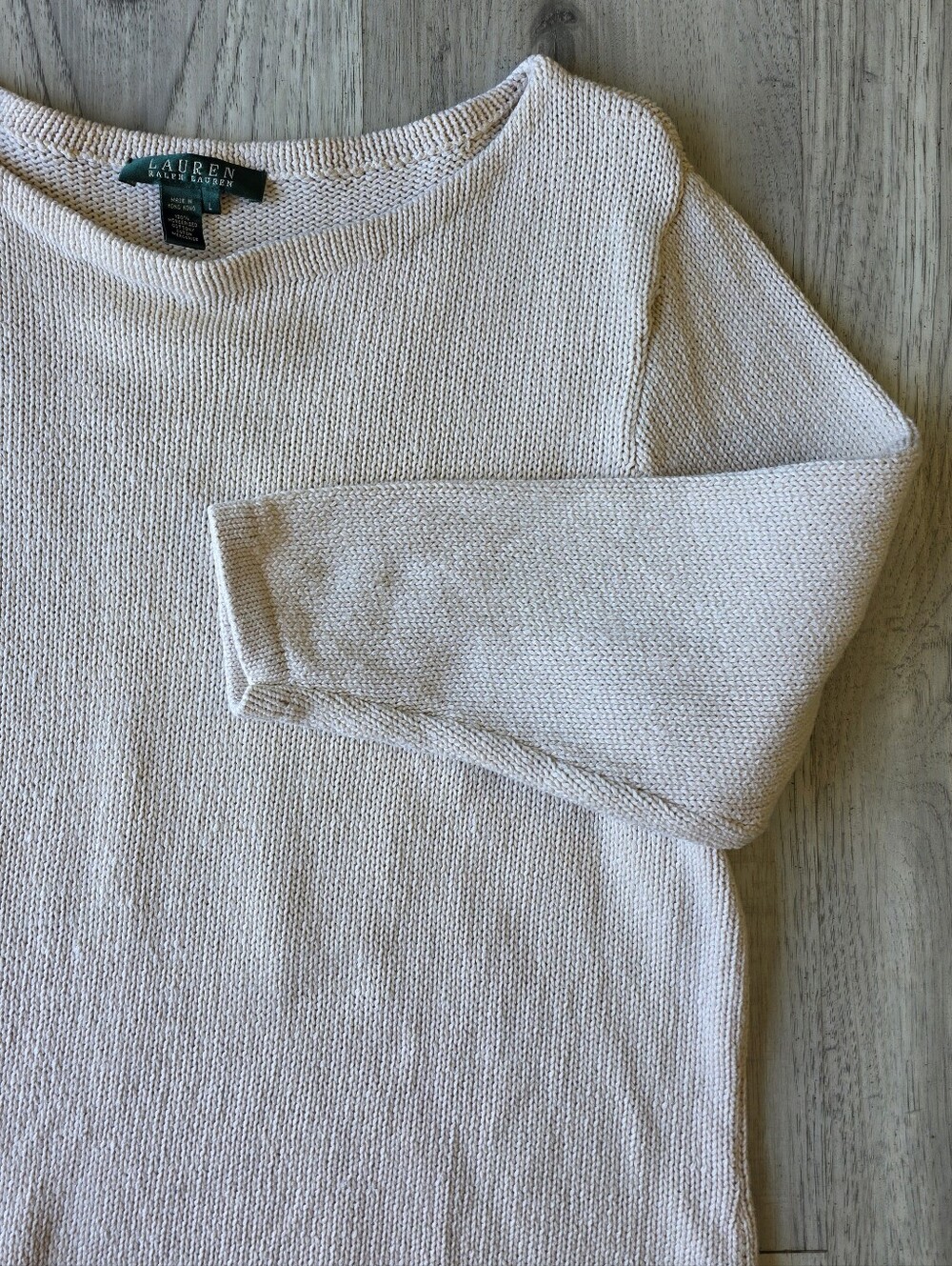 Lauren Ralph Lauren Cream Mercerized Cotton Sweater, Large